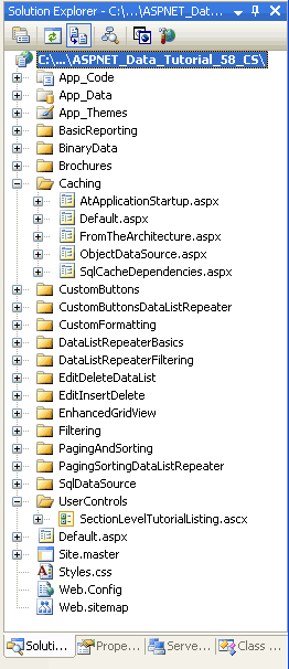 Добавление страниц ASP.NET для учебников Caching-Related