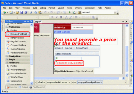 Добавьте RequiredFieldValidator в ProductName EditItemTemplate