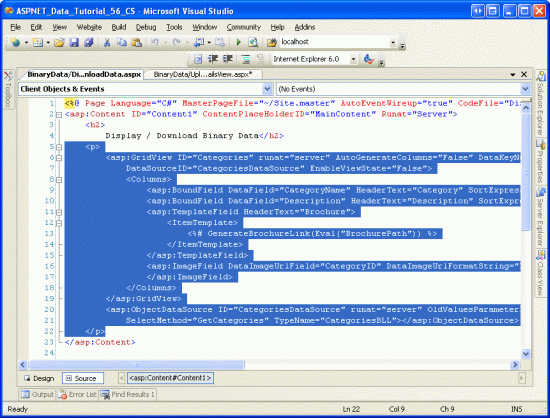 Копирование и вставка декларативного синтаксиса из DisplayOrDownload.aspx в UploadInDetailsView.aspx