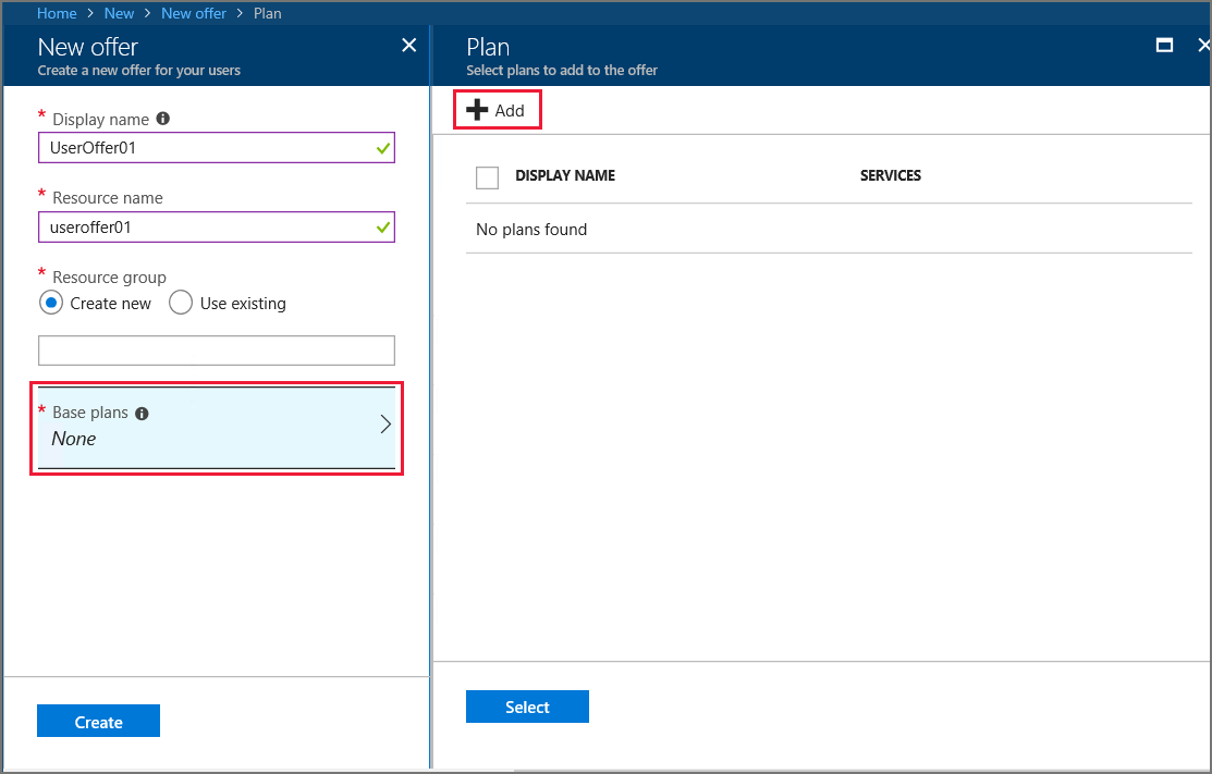 Добавление плана на портале администрирования Azure Stack Hub