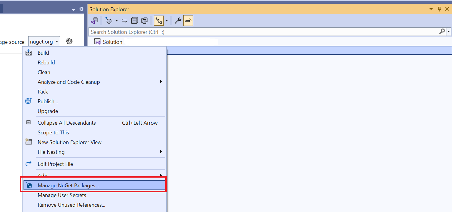Скриншот окна выбора пакета NuGet в Visual Studio.