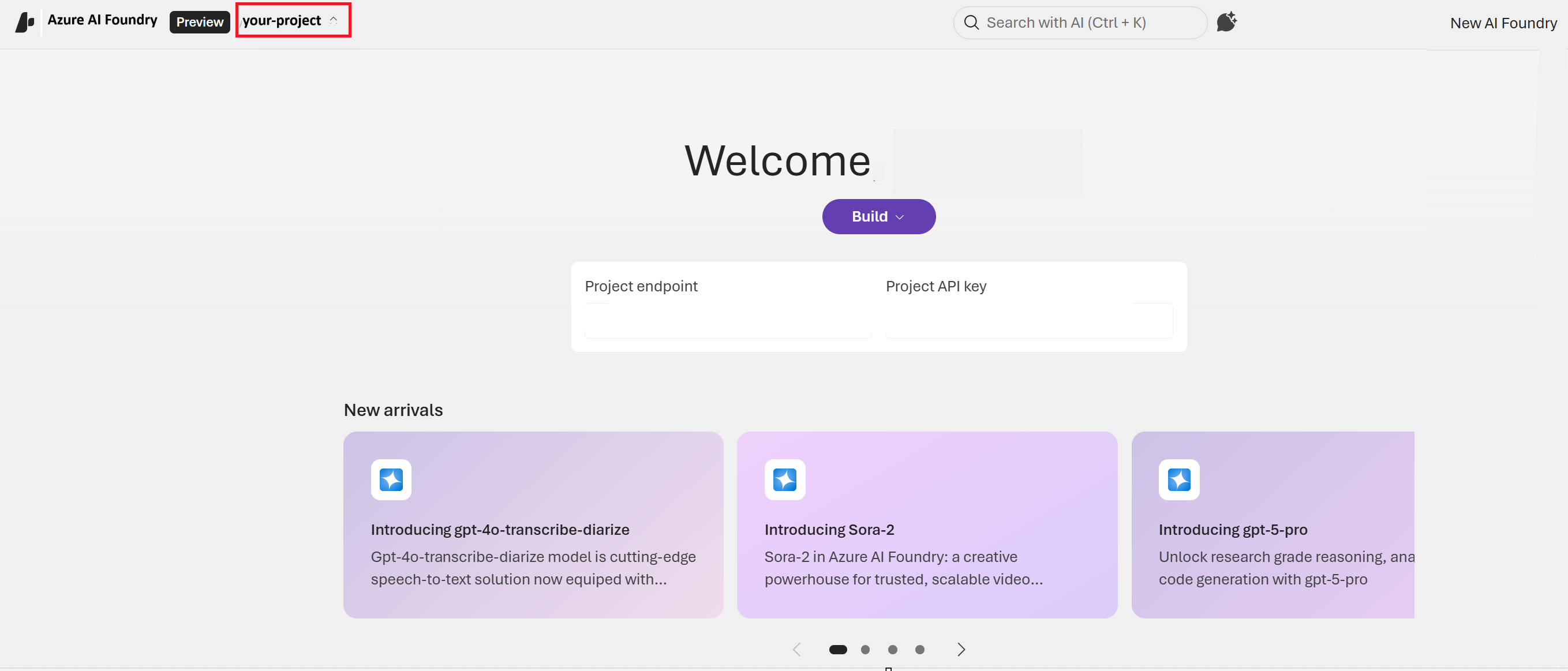 Снимок экрана: домашняя страница Foundry (новая)