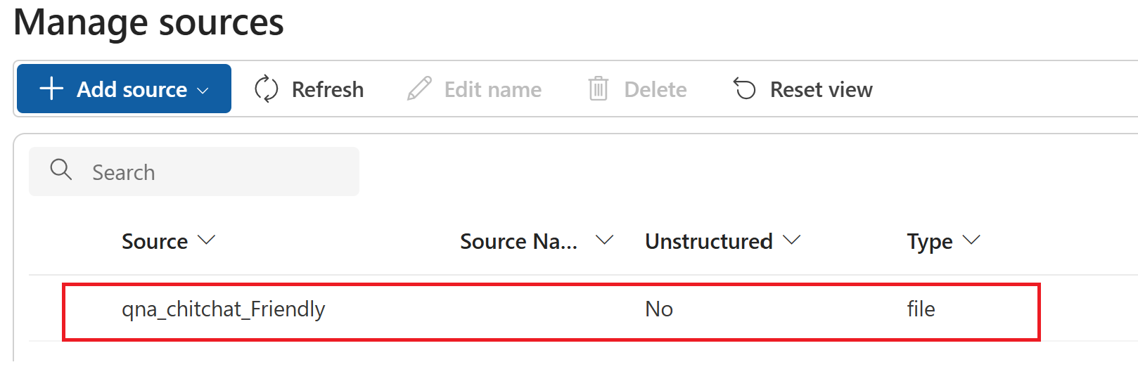 Снимок экрана: список источников управления в Foundry.