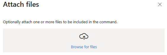 Снимок экрана присоединения файлов к команде запуска портала Azure.