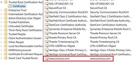 Trusted root certificates