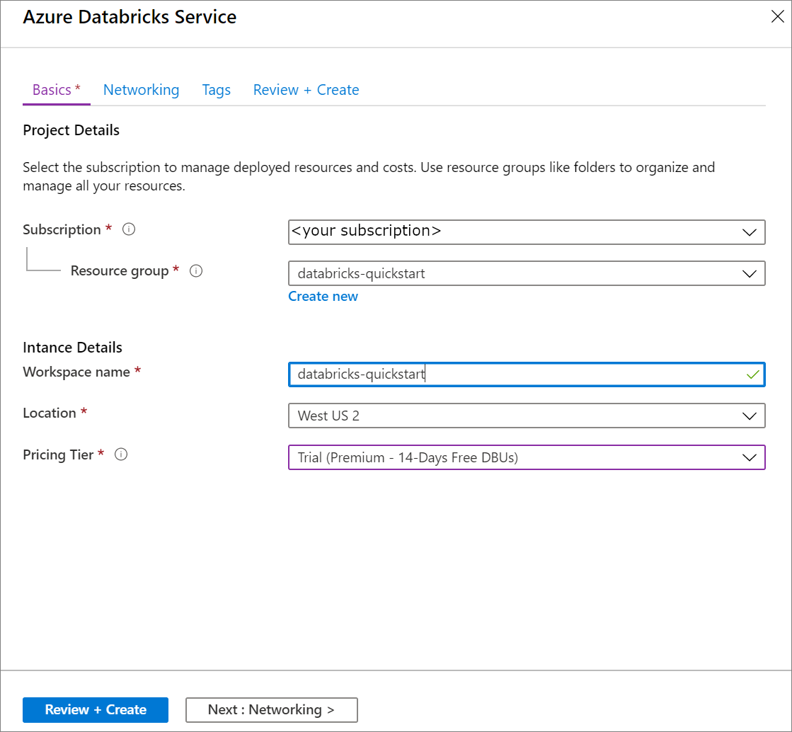 Создание рабочей области Azure Databricks: основные сведения