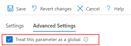 Screenshot that shows setting global parameters in a workbook.