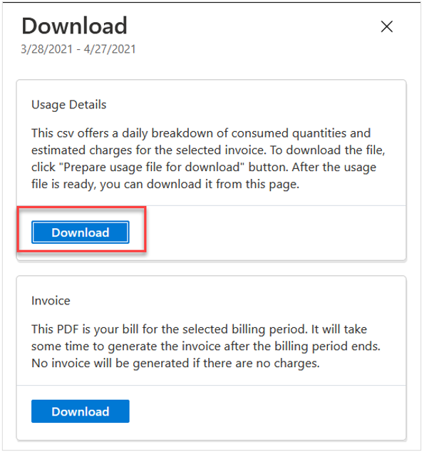 Снимок, показывающий окно загрузки Microsoft Cost Management.