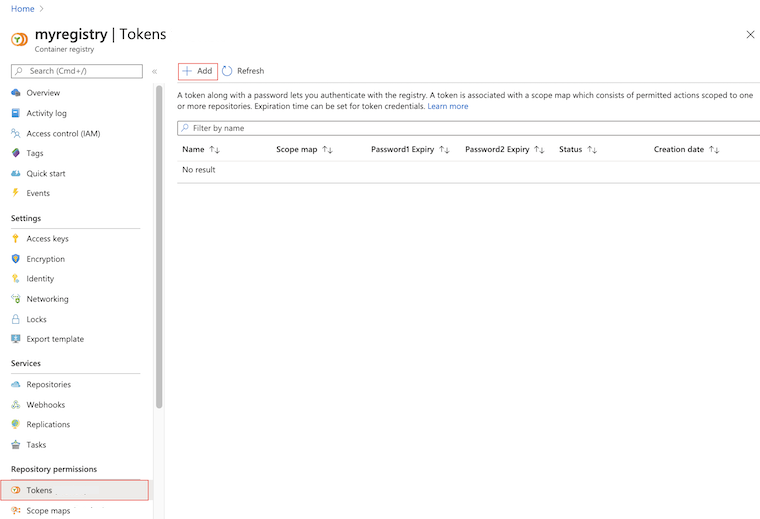 Снимок экрана создания токена на портале.