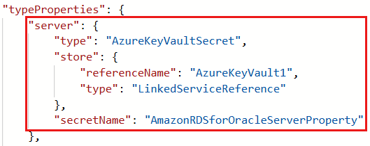 Снимок экрана: использование Azure Key Vault на сервере.