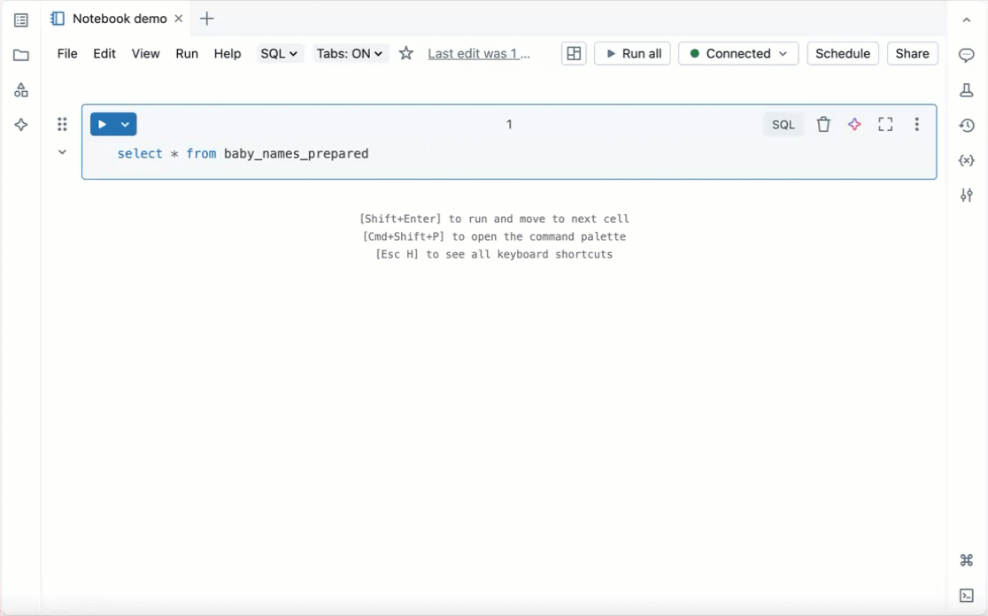 Демонстрация записной книжки Databricks