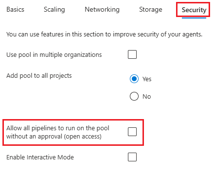 Снимок экрана: настройка открытого доступа.