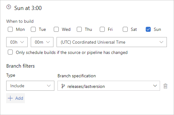 Периодичность запланированного триггера 2, Azure Pipelines и Azure DevOps 2019 Server.