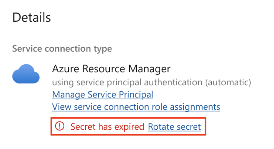 Снимок экрана: опция ротации секрета ARM. 