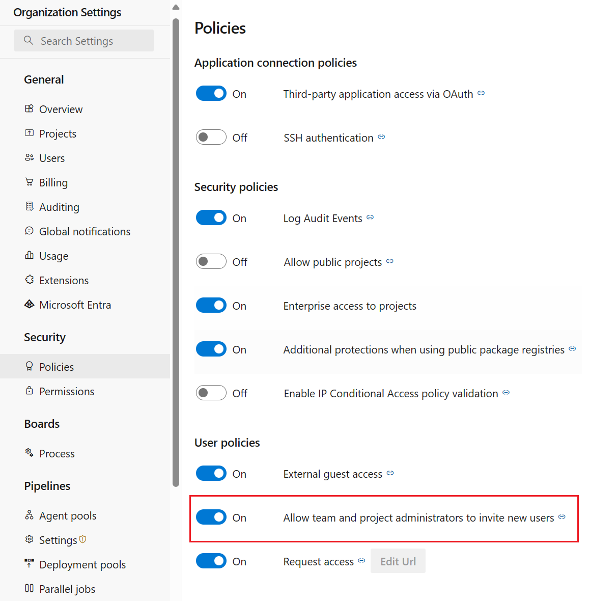 Ограничение новых приглашений пользователей.