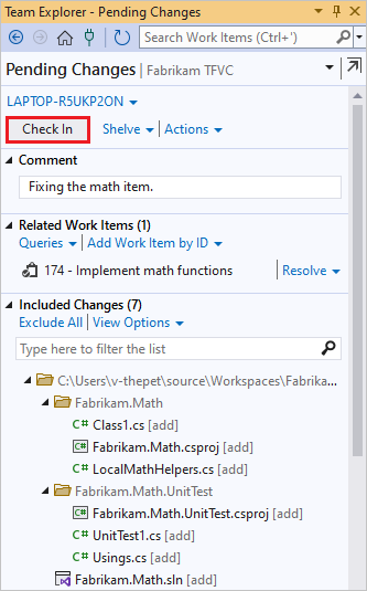 снимок экрана: проверка ожидающих изменений.