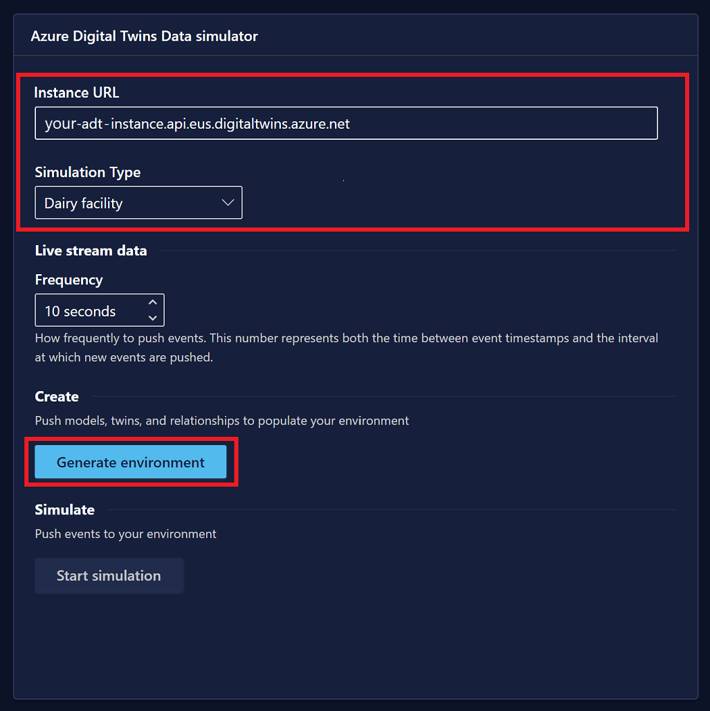 Снимок экрана симулятора данных Azure Digital Twins.
