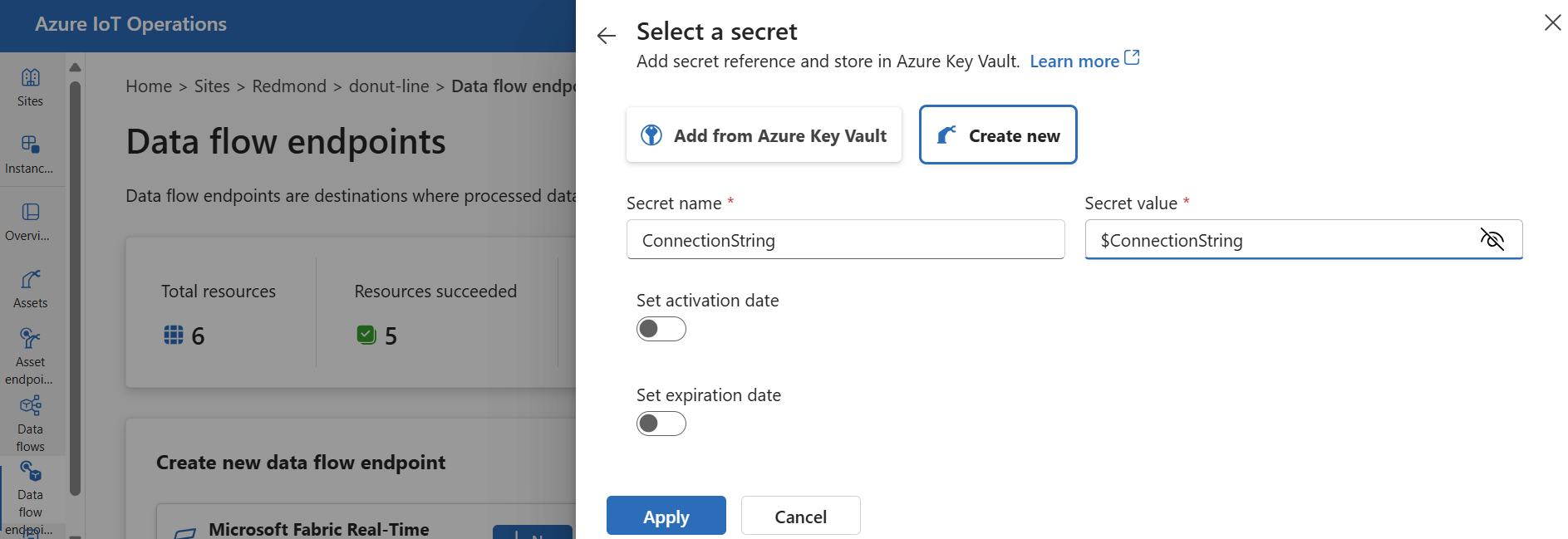 Снимок экрана: создание ссылки на имя пользователя в Azure Key Vault.
