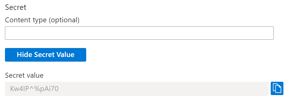 Появилось значение секрета