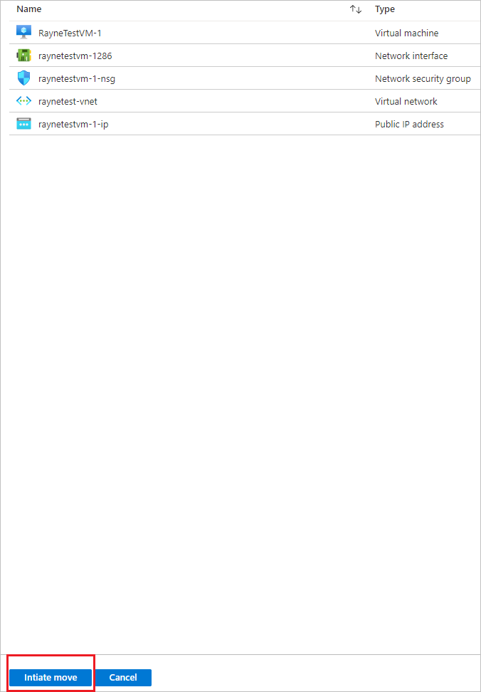 Страница для запуска перемещения ресурсов