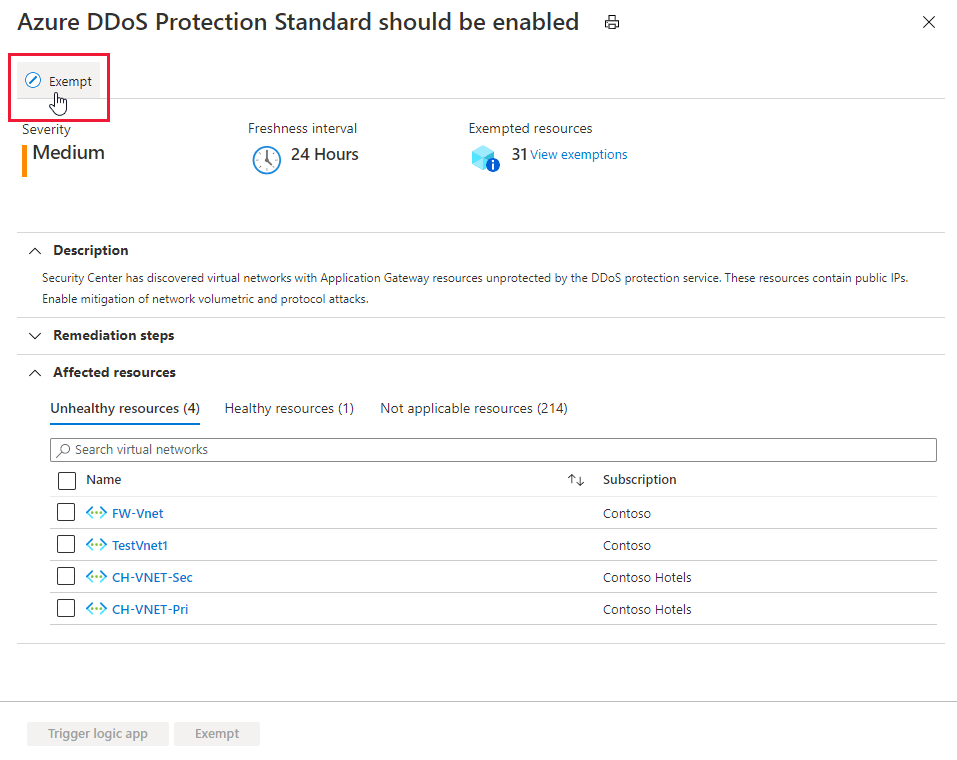 Создайте правило исключения для рекомендации, которая будет исключена из подписки или группы управления.