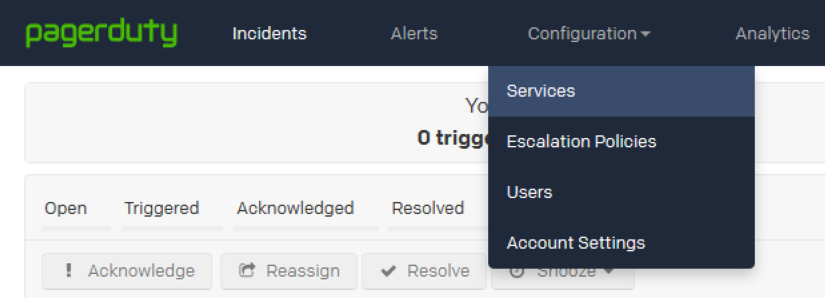 Раздел Службы (Службы) в PagerDuty