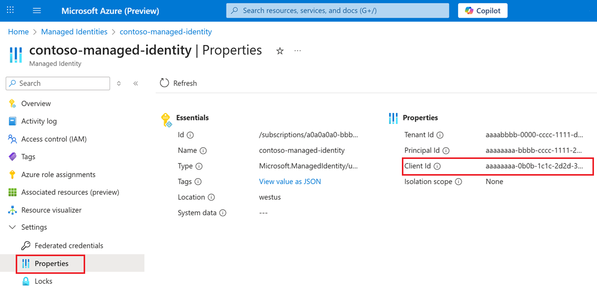 Снимок экрана: расположение идентификатора клиента.