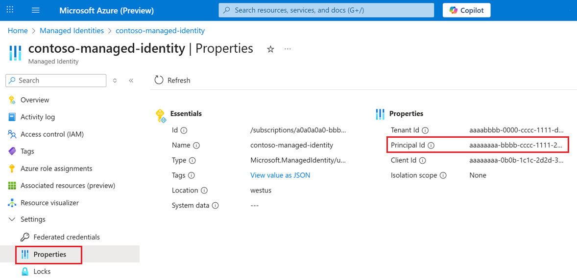 Снимок экрана: расположение идентификатора объекта.