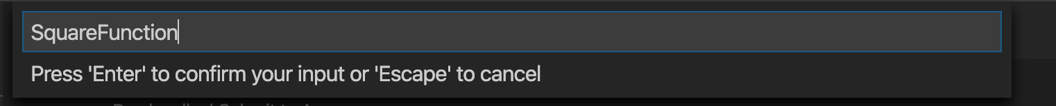 Скриншот ввода имени функции на C# в Visual Studio Code.