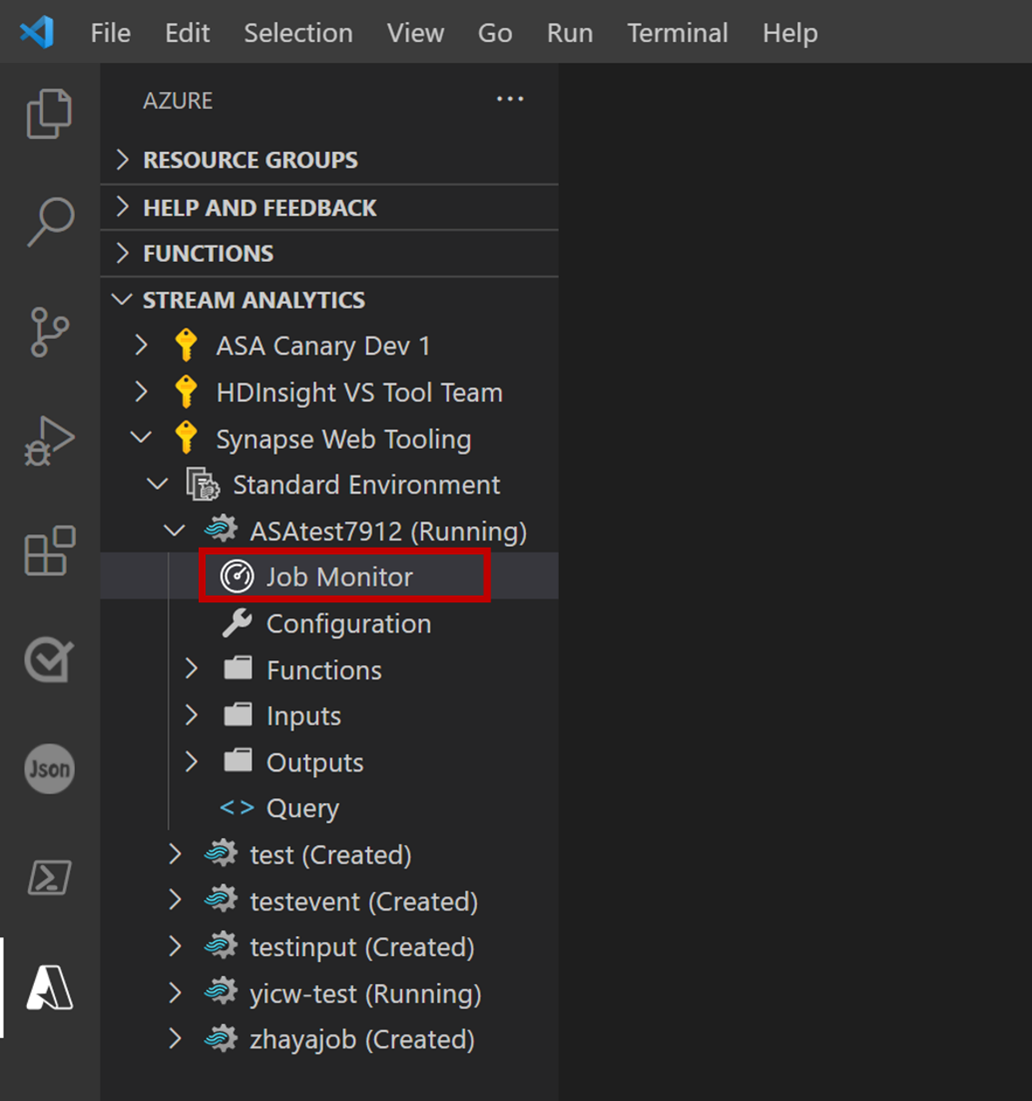 Скриншот расширения VS Code, открывающего монитор заданий.
