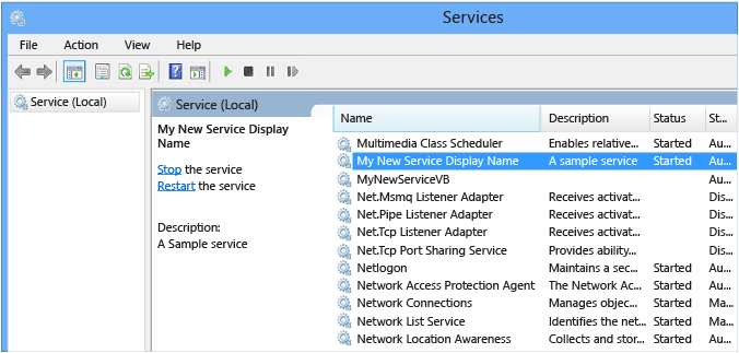 MyNewService в окне 