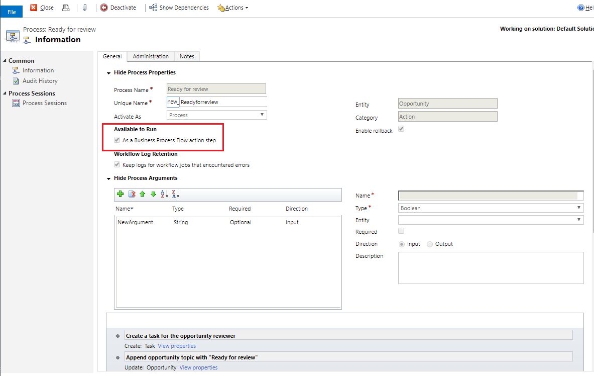 Доступно для запуска в качестве потока бизнес-процессов.