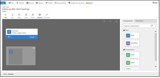 Окно конструктора потоков задач.