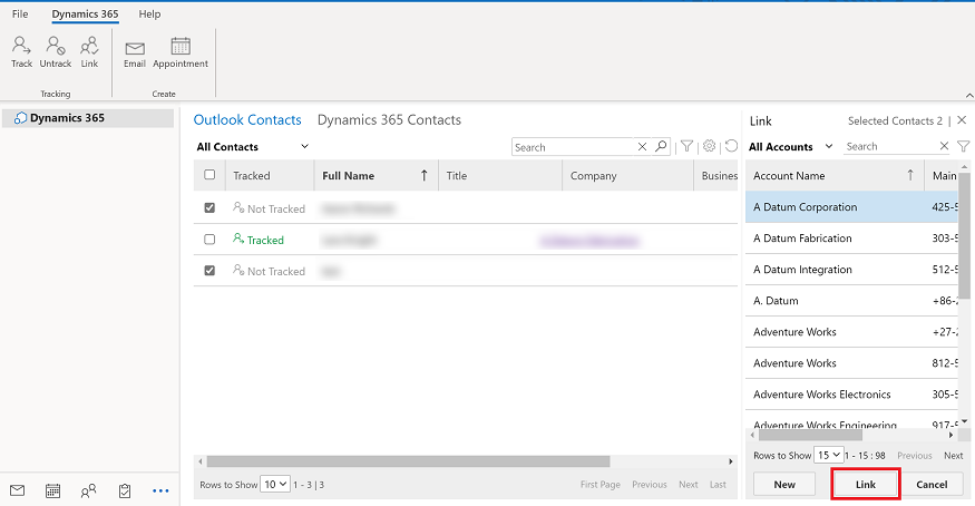 Выберите контакт в приложении для ссылки.