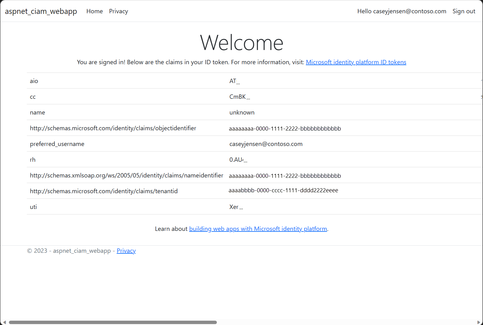 снимок экрана входа в веб-приложение ASP.NET Core.