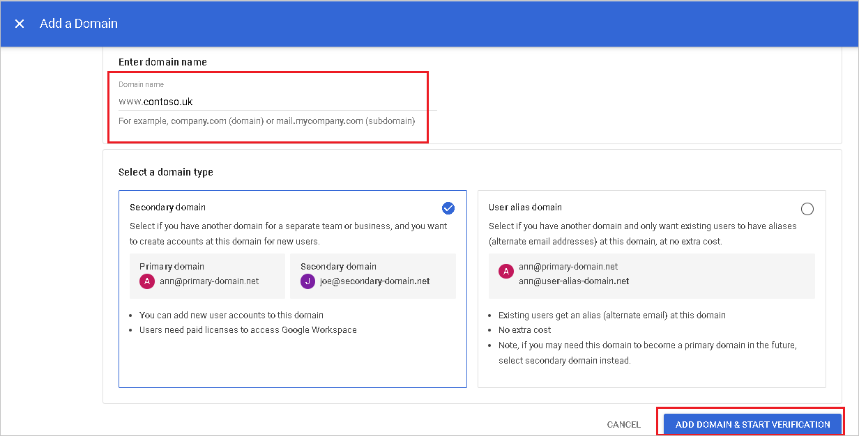 G Suite: проверка домена
