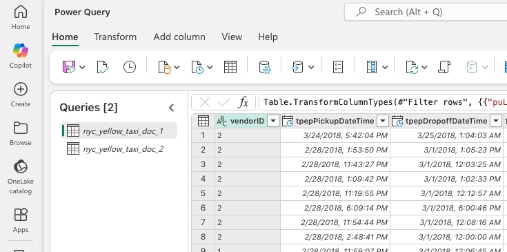Снимок экрана: поток данных 2-го поколения с двумя запросами.