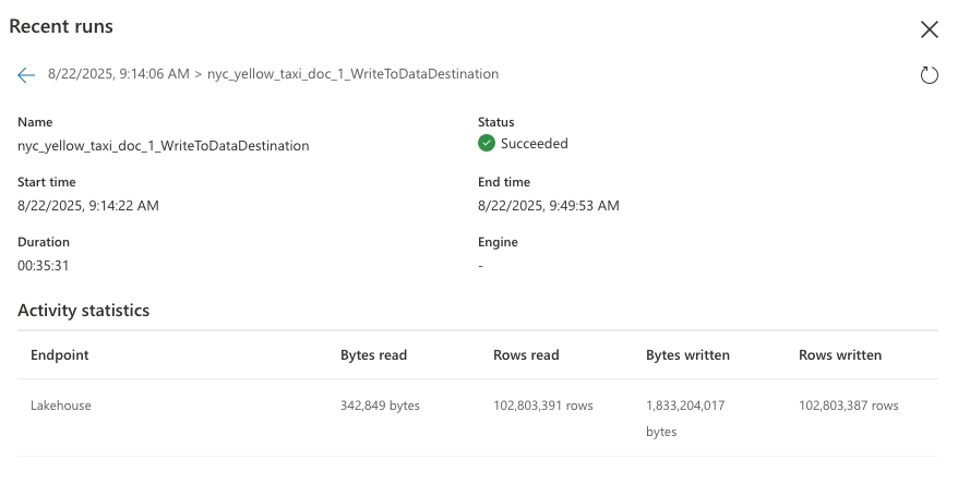 Снимок экрана, показывающий историю обновлений запроса 1.