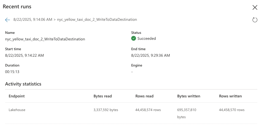 Снимок экрана, показывающий историю обновлений Запроса 2.