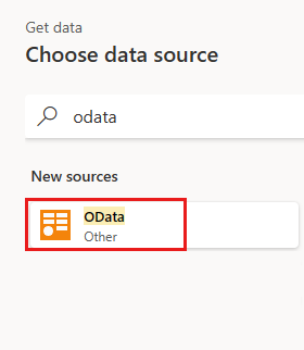 Снимок экрана: соединитель OData.