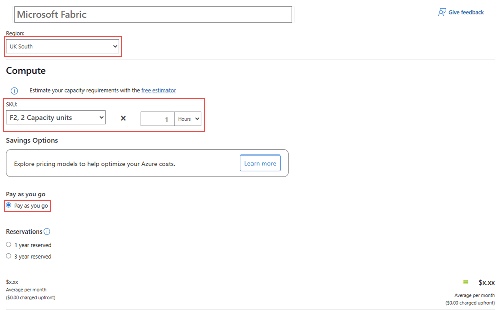 Снимок экрана: оценочная стоимость выбранного региона.