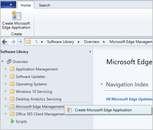 Щелкните правой кнопкой мыши узел управления Microsoft Edge
