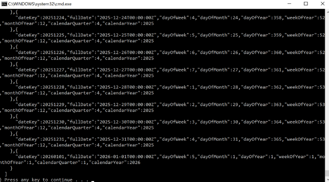 Объект даты получен в формате JSON.