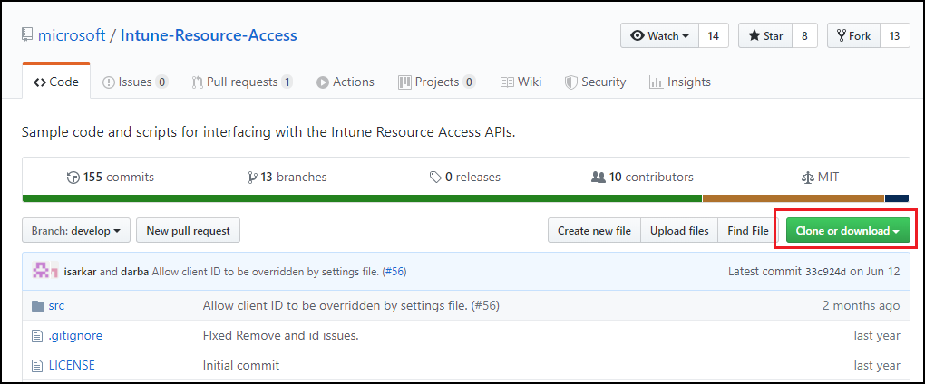 Кнопка GitHub Code с параметрами скачивания и клонирования для проекта PowerShell для PFX Import
