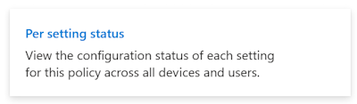 Снимок экрана: отчет о состоянии параметра в Microsoft Intune и Центре администрирования Intune.