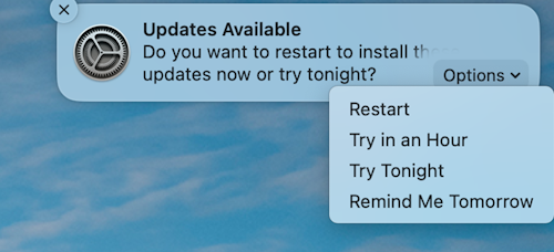 Пример уведомления о том, что на устройстве Apple macOS доступно обновление.