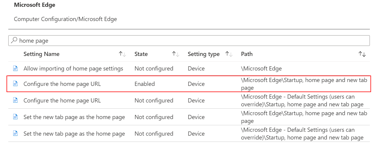 Снимок экрана: при настройке параметра ADMX отображается состояние включено в Microsoft Intune и Центре администрирования Intune.