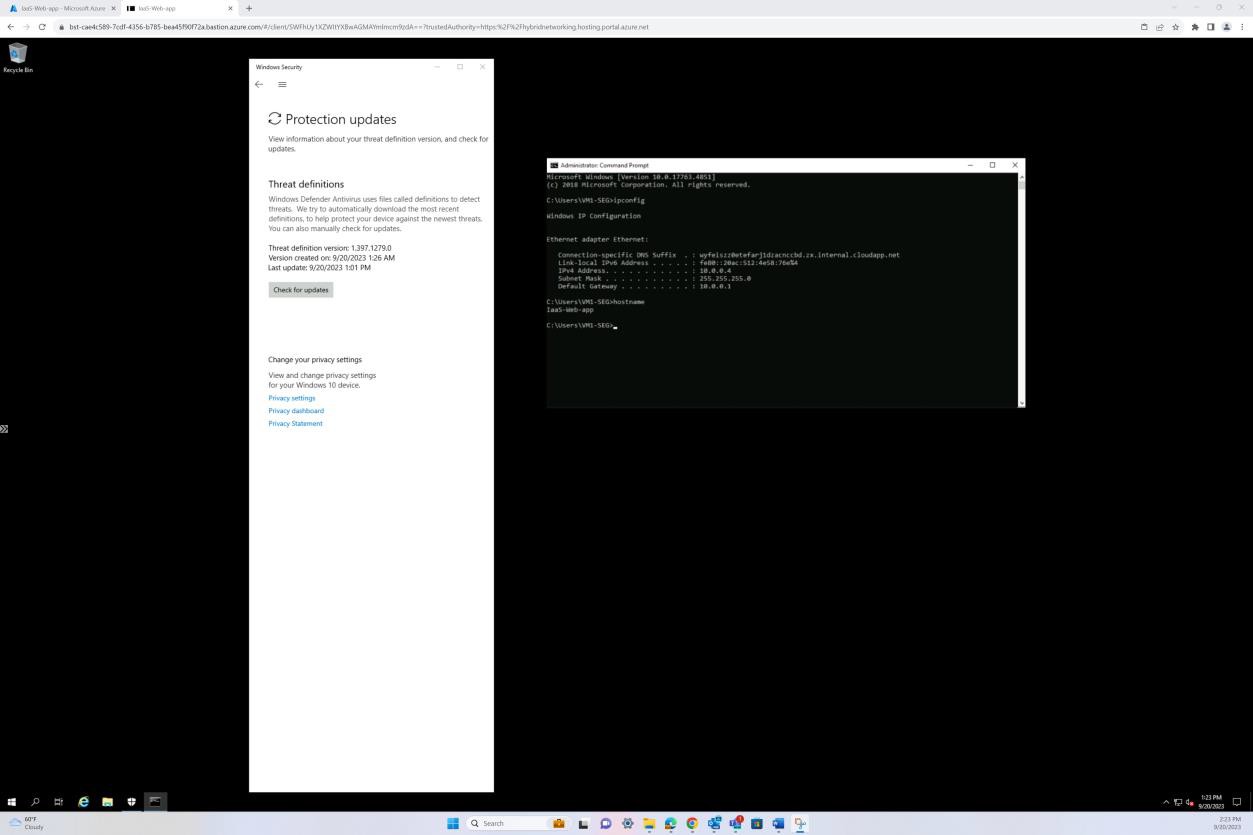 Командная строка администратора Windows и обновления защиты с указанными определениями угроз.