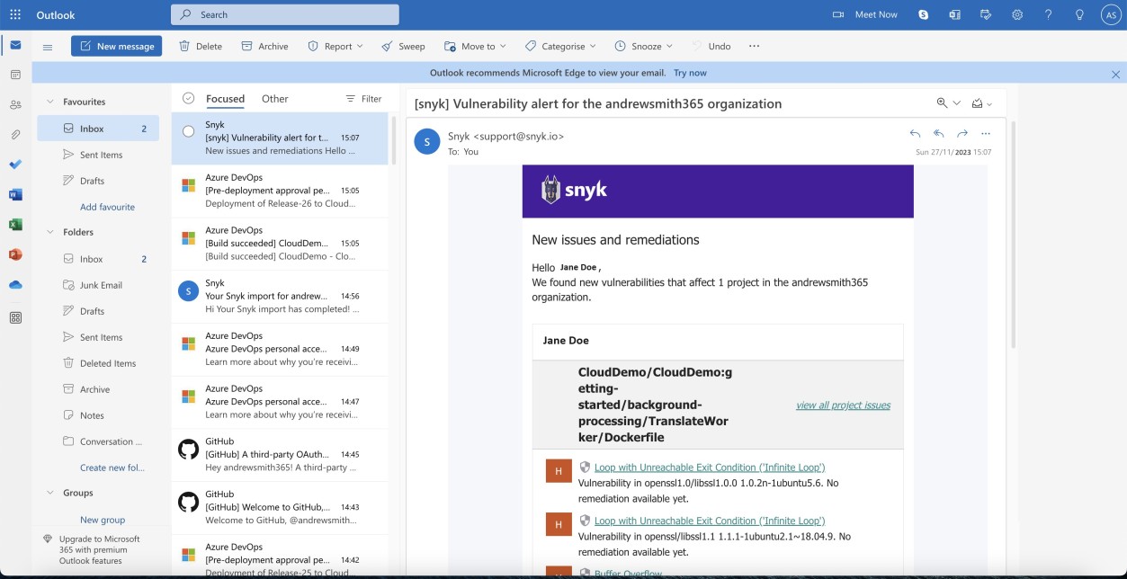 Email уведомление о проблемах и исправлениях.