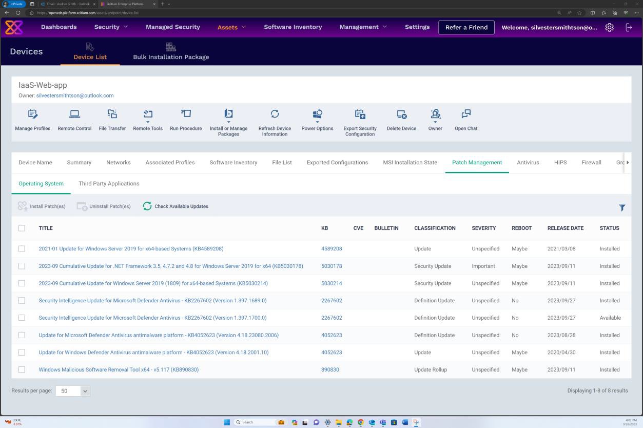 Журнал обновлений операционной системы управления исправлениями OpenEDR.